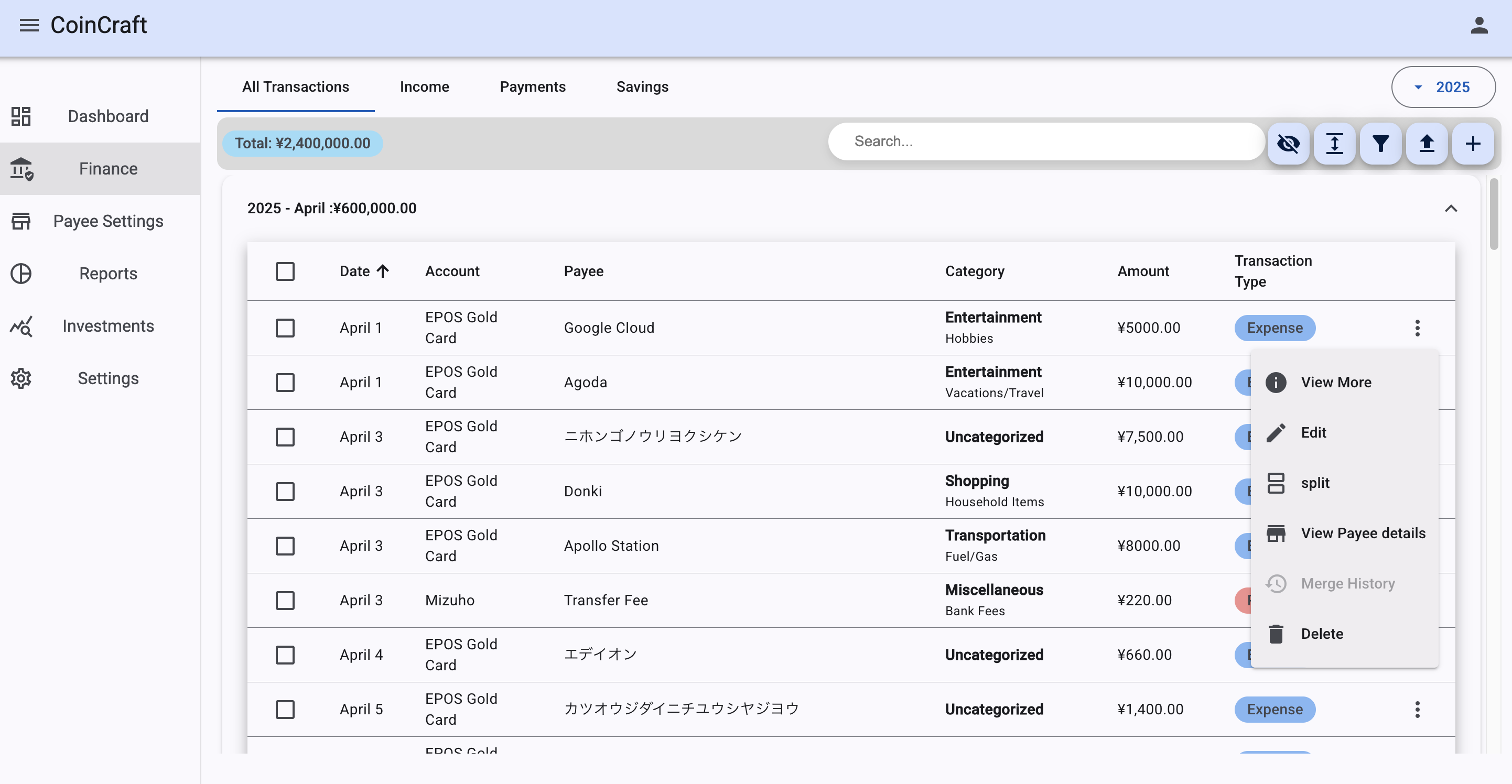 Expense tracker